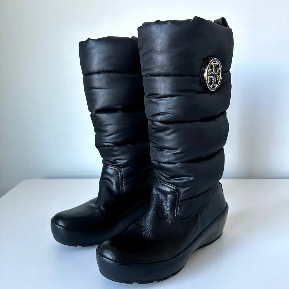 Tory Burch Black Puffer Snow Boots 8M